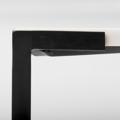Lucas 30x30 White Marble Top Black Metal Base Coffee Table