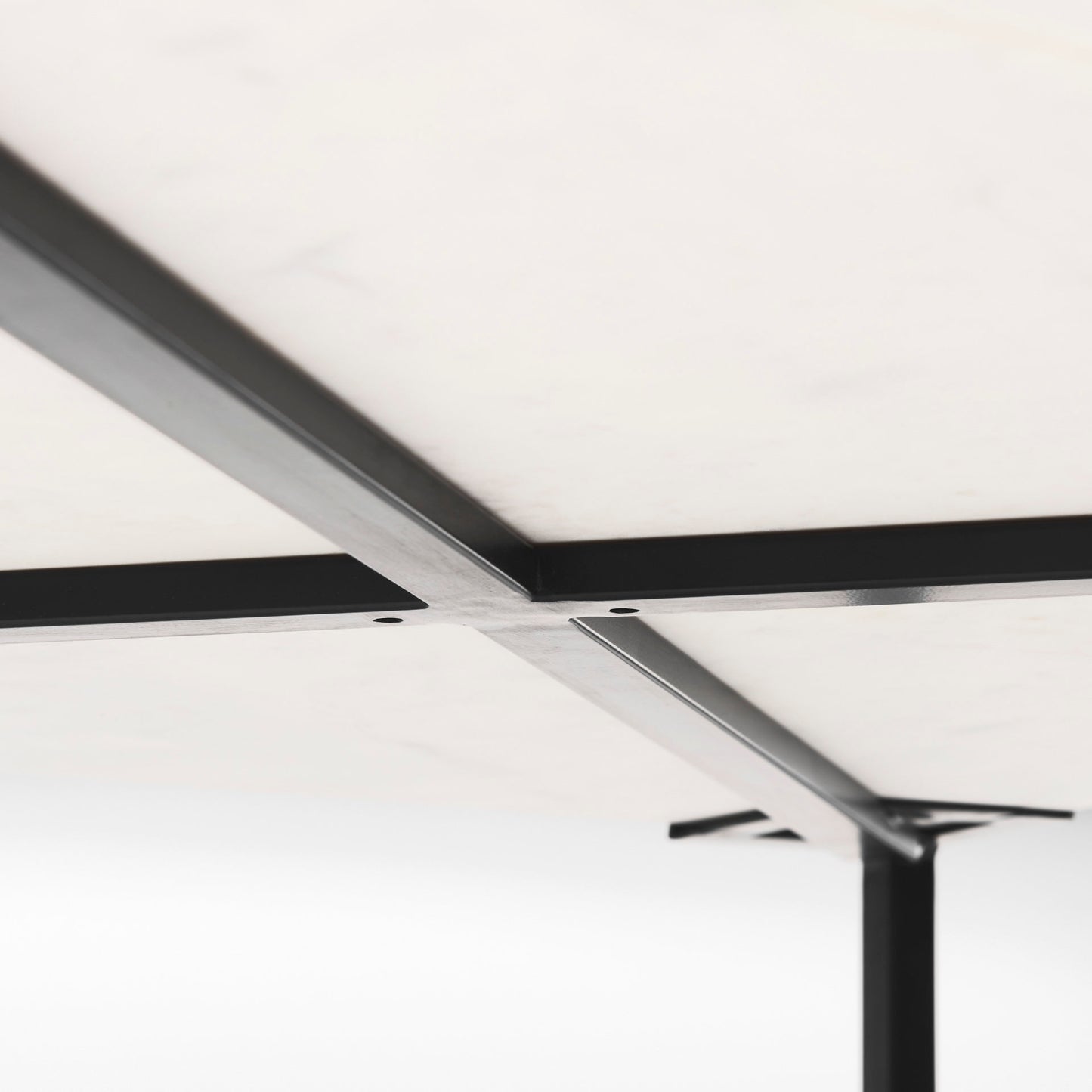 Lucas 30x30 White Marble Top Black Metal Base Coffee Table