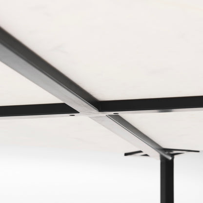 Lucas 30x30 White Marble Top Black Metal Base Coffee Table