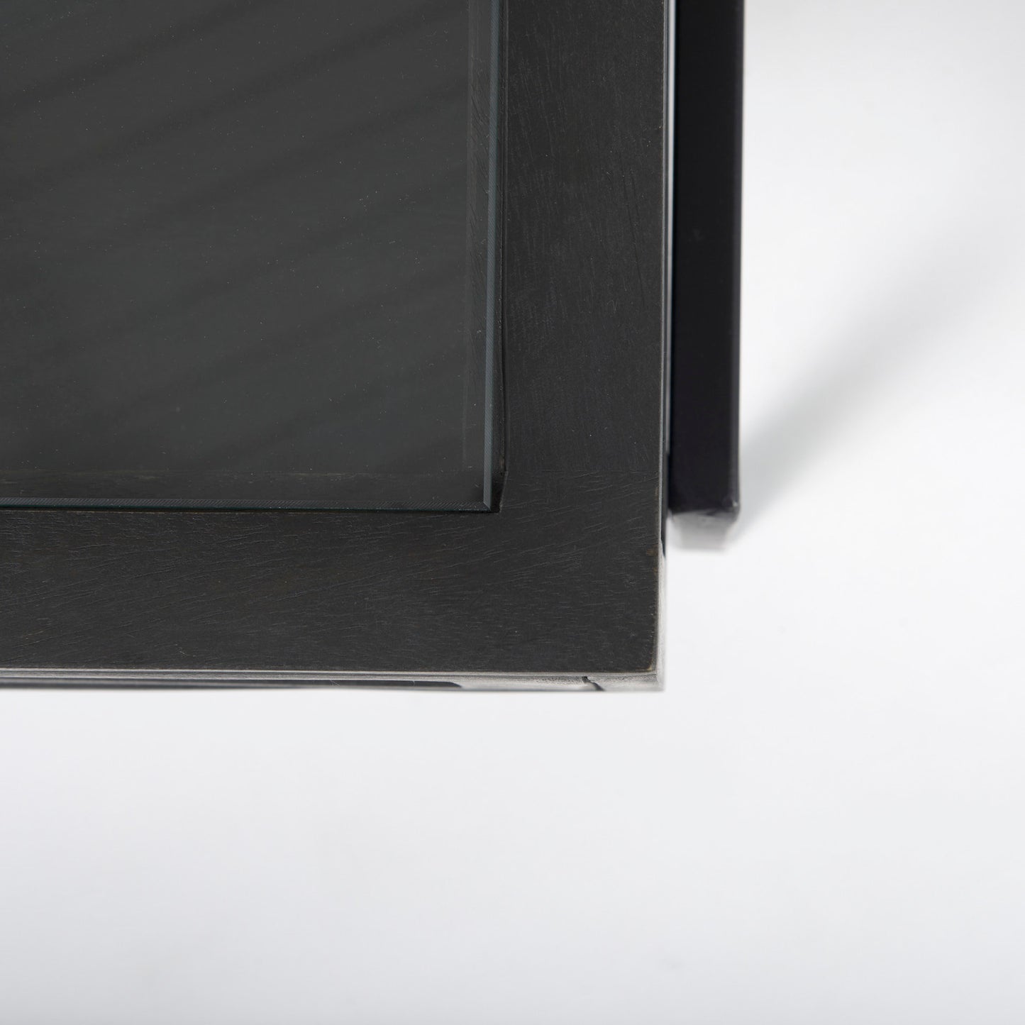 Arelius 42"L Rectangular Glass-Top Black-Brown Wood w/ Black Metal Base Display Coffee Table