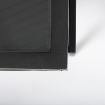 Arelius 42"L Rectangular Glass-Top Black-Brown Wood w/ Black Metal Base Display Coffee Table