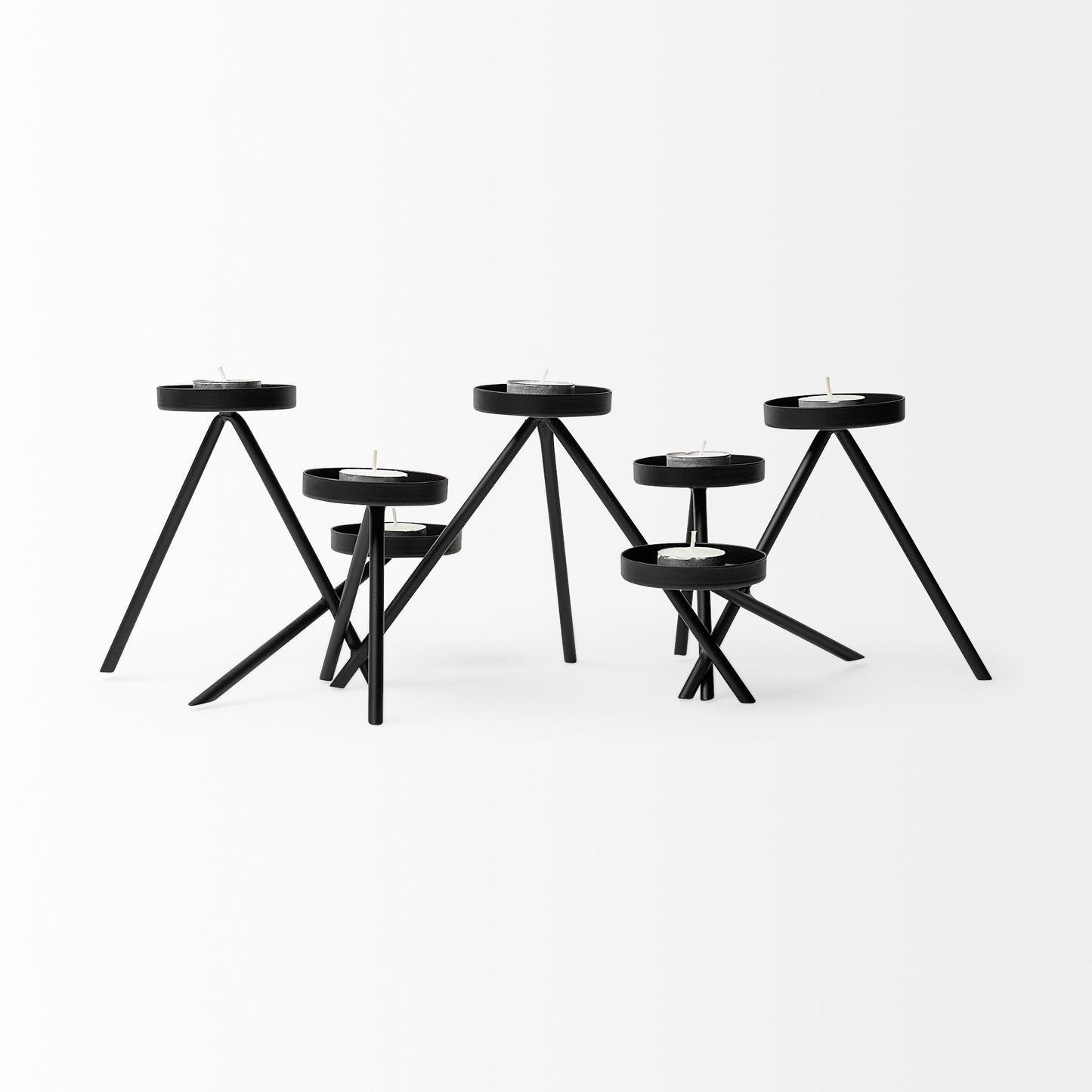 Meira Black Metal Seven Votive Table Candle Holder