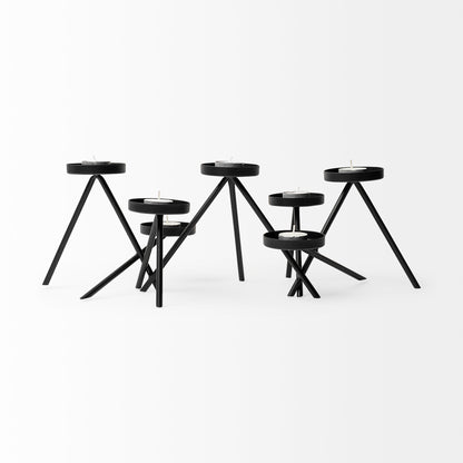 Meira Black Metal Seven Votive Table Candle Holder