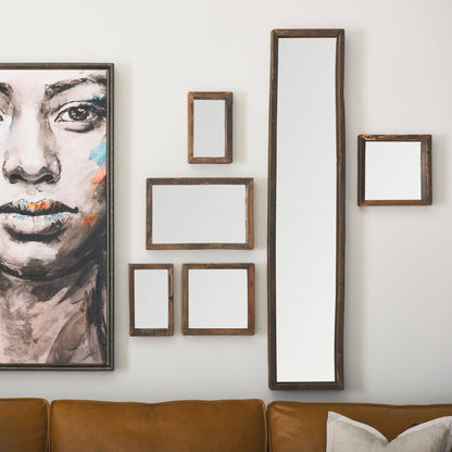 Gervaise 12L x 2W x7H Small Brown Wood Frame Rectangular Wall Mirror