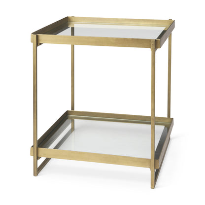 Trey Gold Metal W/Glass Accent Table