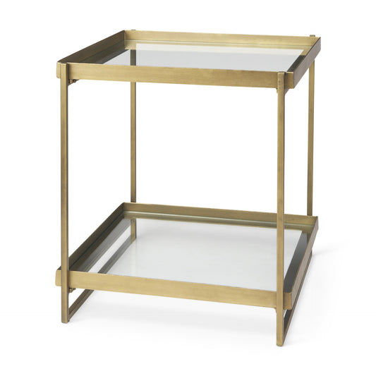Trey Gold Metal W/Glass Accent Table