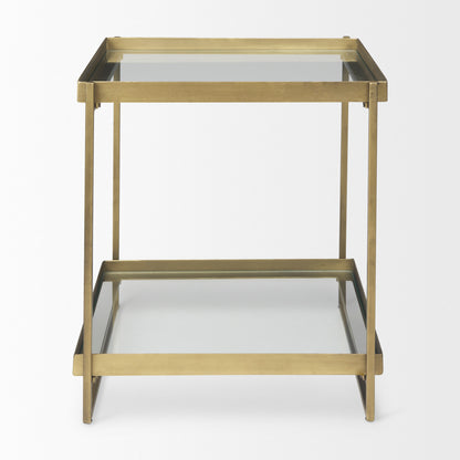 Trey Gold Metal W/Glass Accent Table