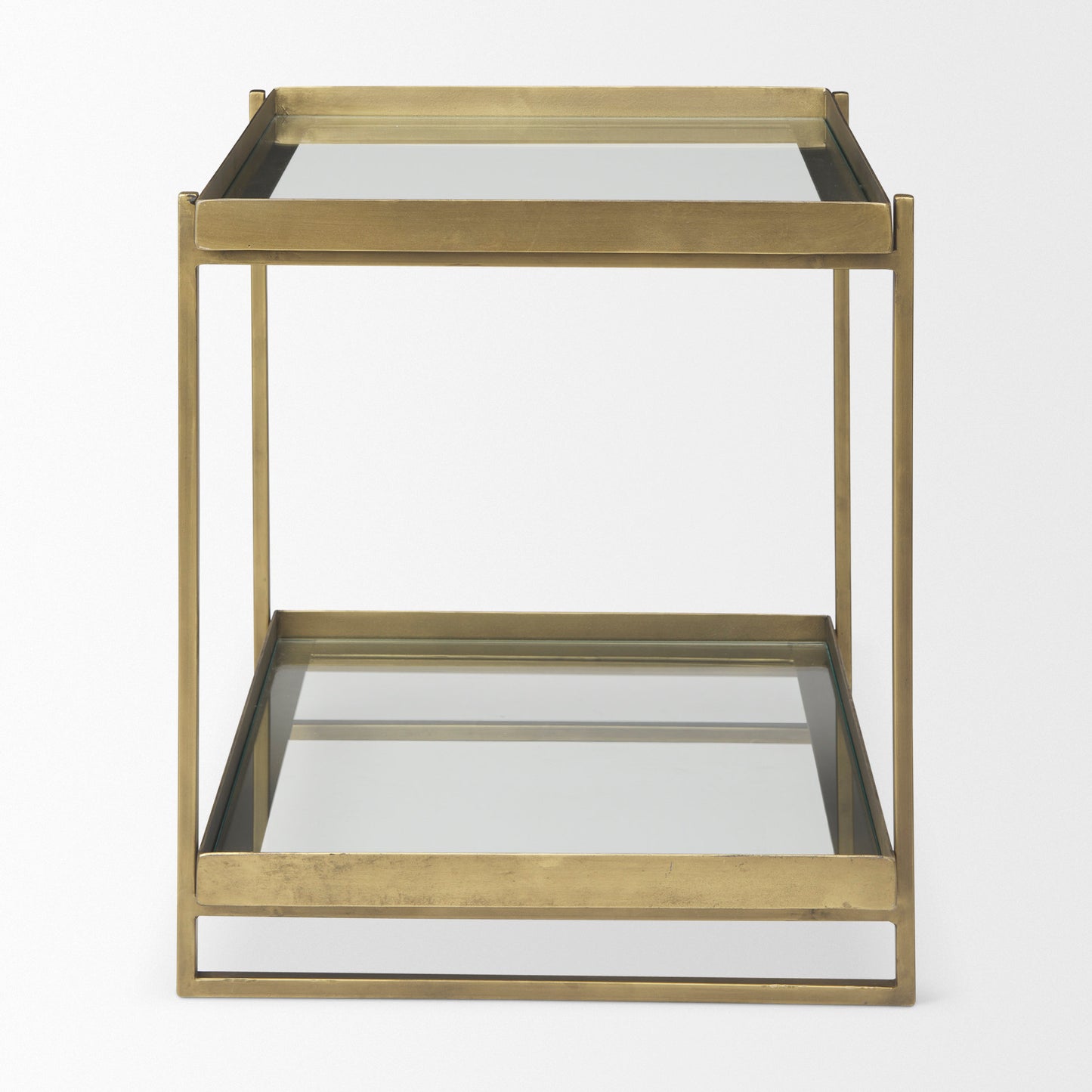 Trey Gold Metal W/Glass Accent Table
