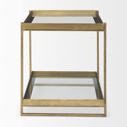 Trey Gold Metal W/Glass Accent Table