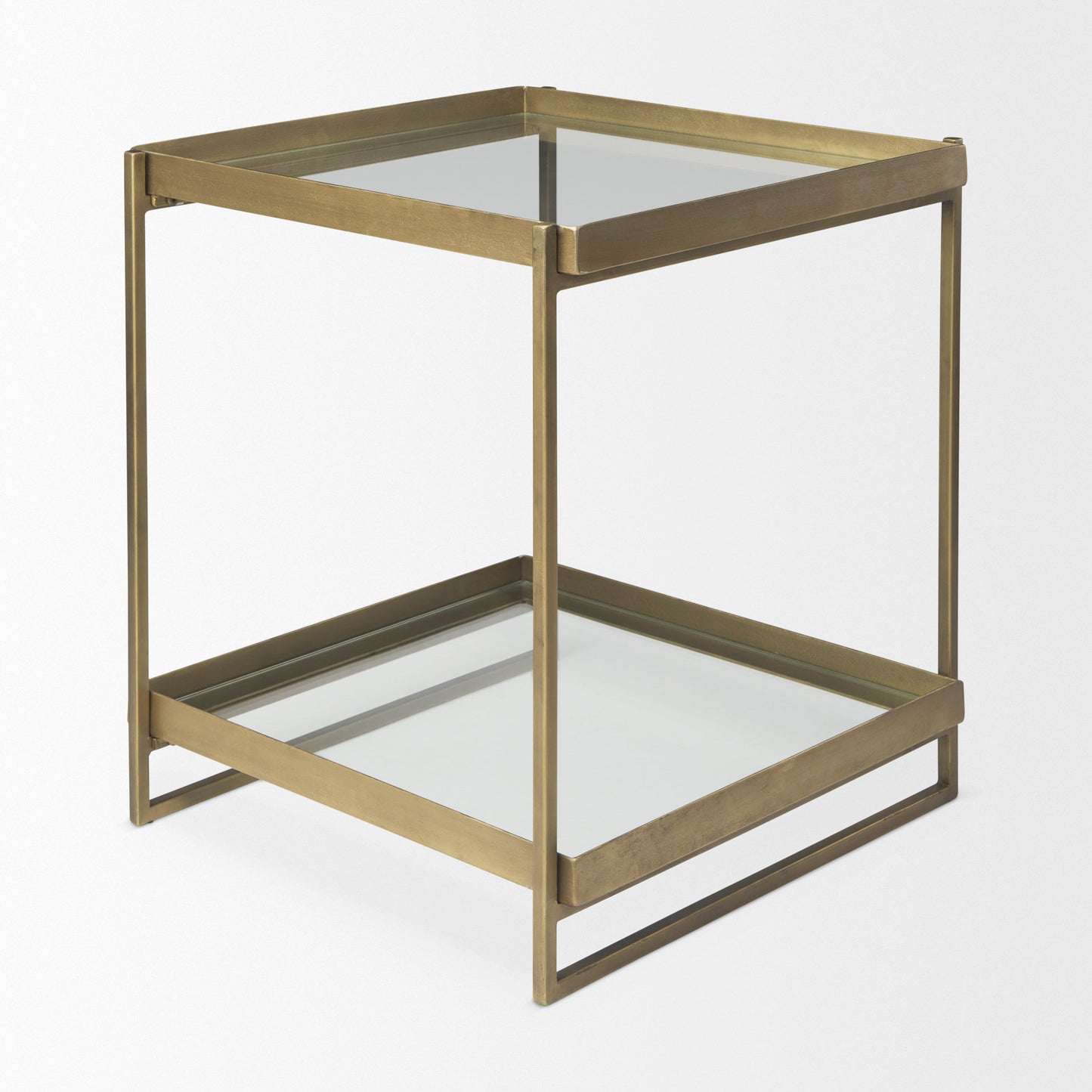 Trey Gold Metal W/Glass Accent Table