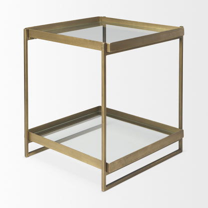 Trey Gold Metal W/Glass Accent Table