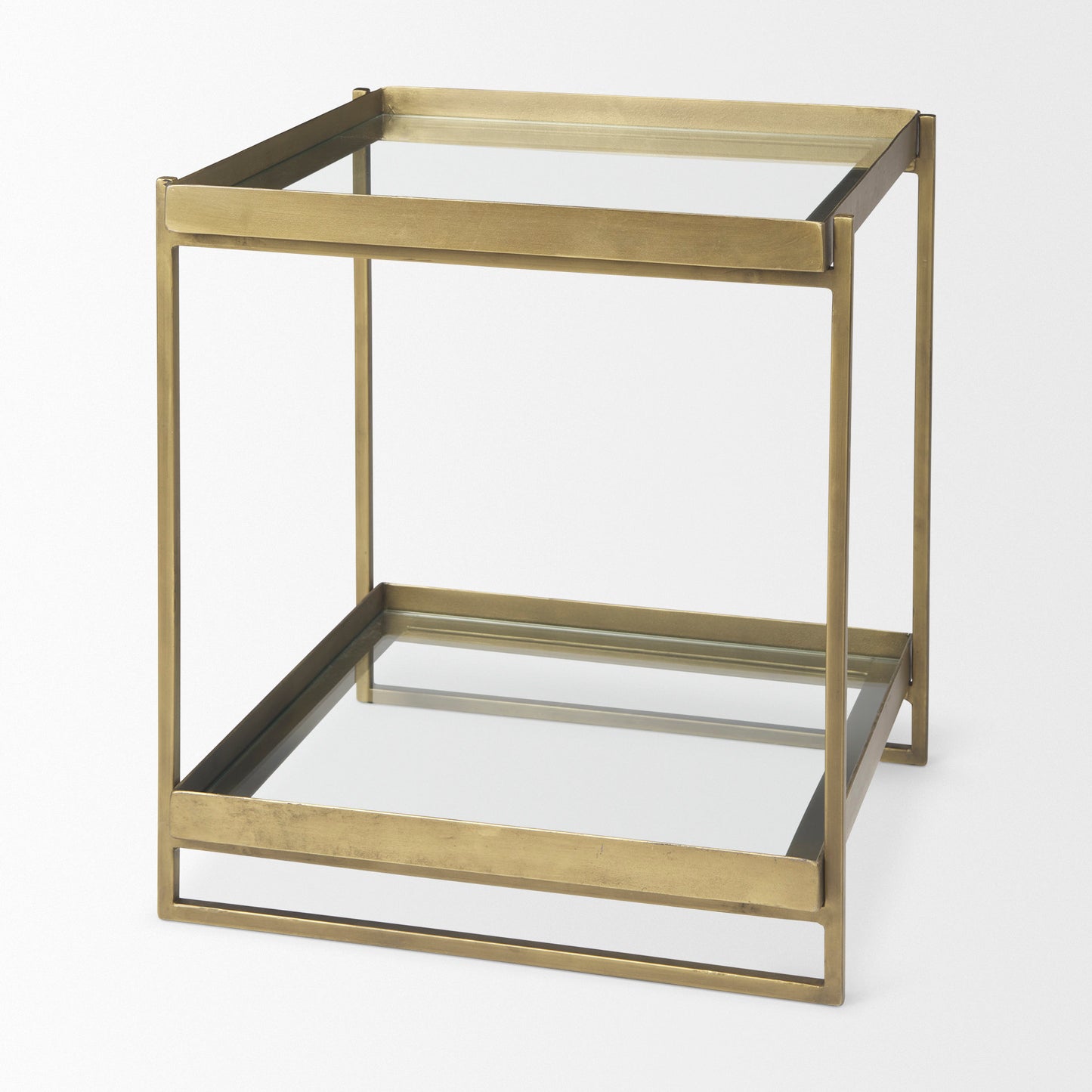 Trey Gold Metal W/Glass Accent Table