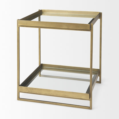 Trey Gold Metal W/Glass Accent Table