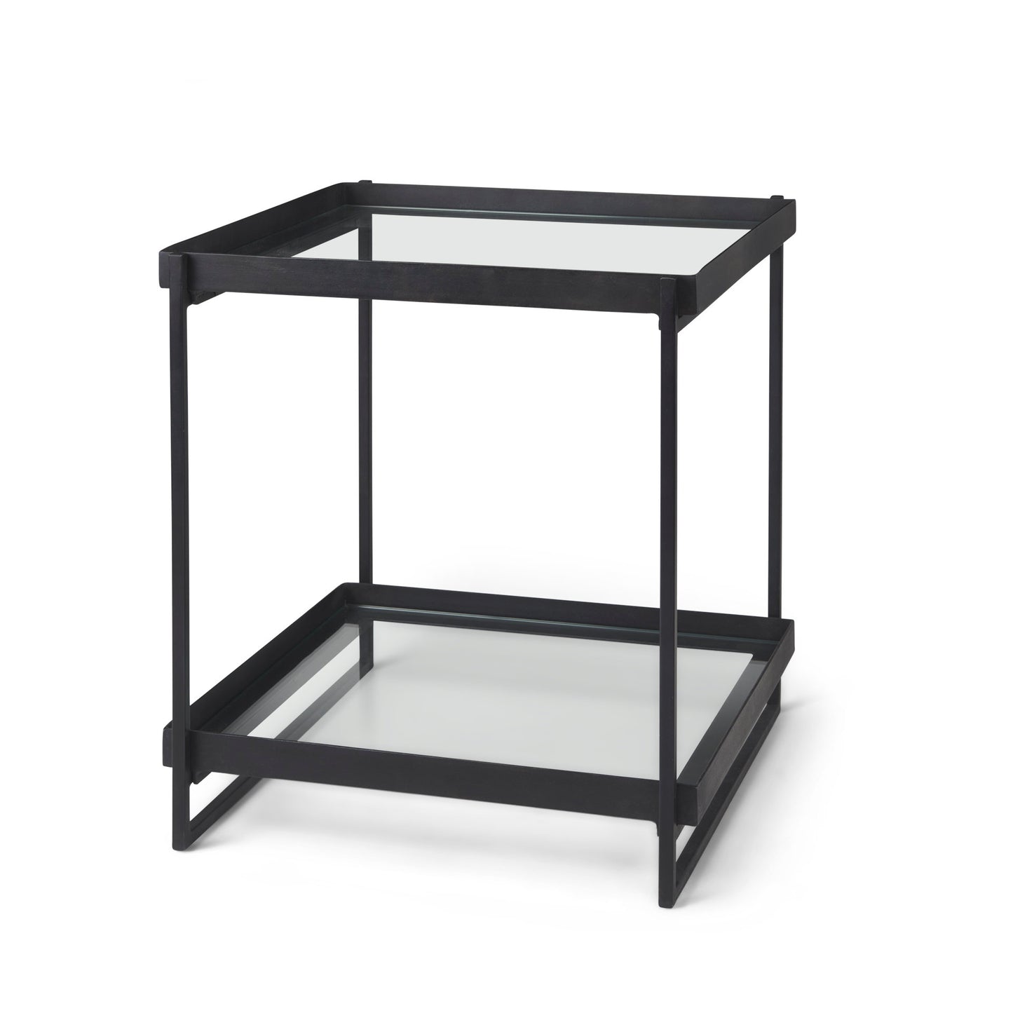 Trey Black Metal W/Glass Accent Table