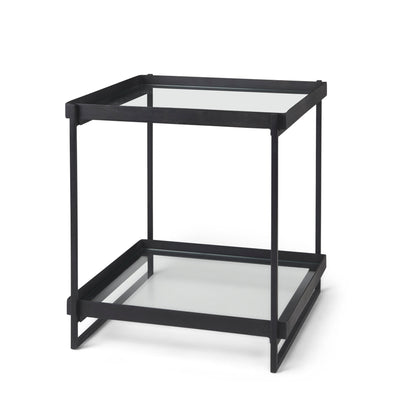 Trey Black Metal W/Glass Accent Table