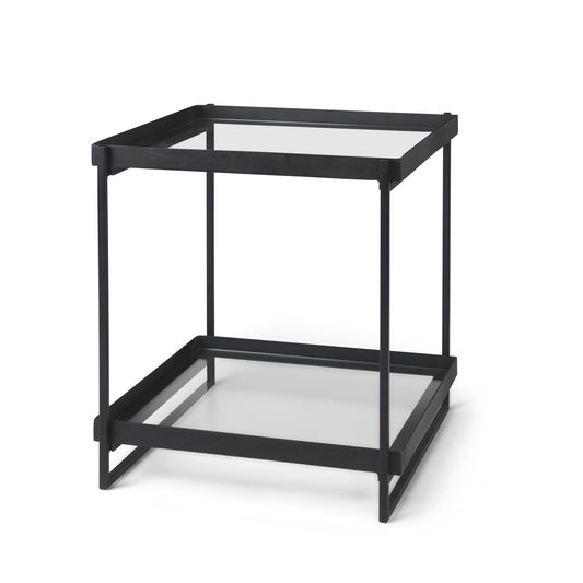 Trey Black Metal W/Glass Accent Table