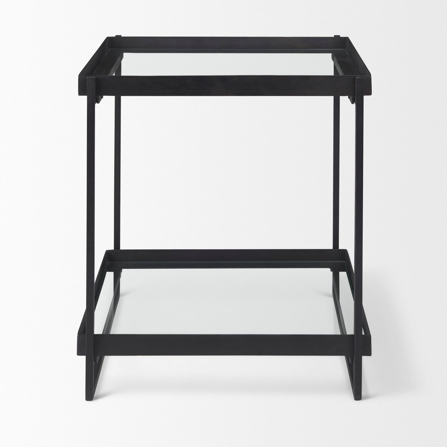 Trey Black Metal W/Glass Accent Table