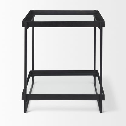 Trey Black Metal W/Glass Accent Table