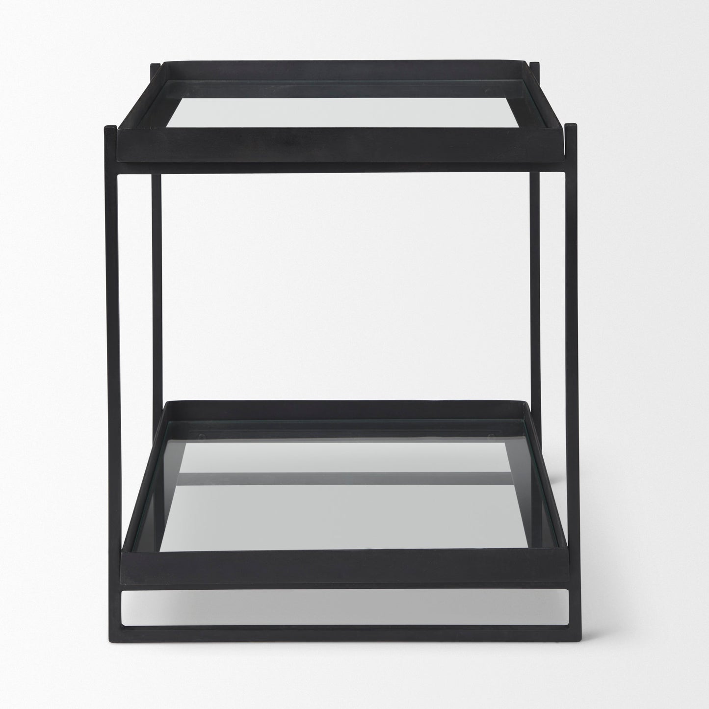 Trey Black Metal W/Glass Accent Table