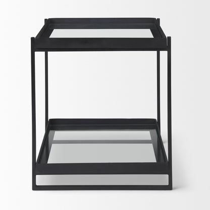 Trey Black Metal W/Glass Accent Table