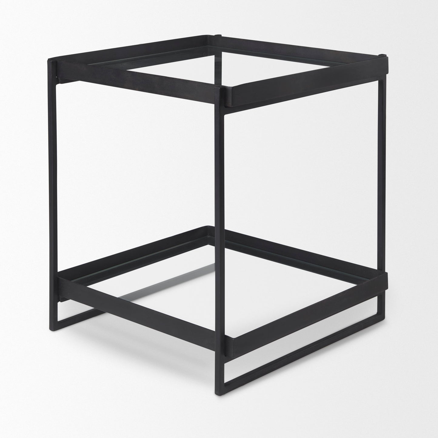 Trey Black Metal W/Glass Accent Table