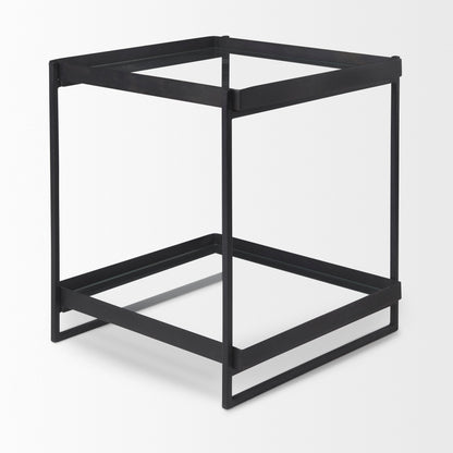 Trey Black Metal W/Glass Accent Table