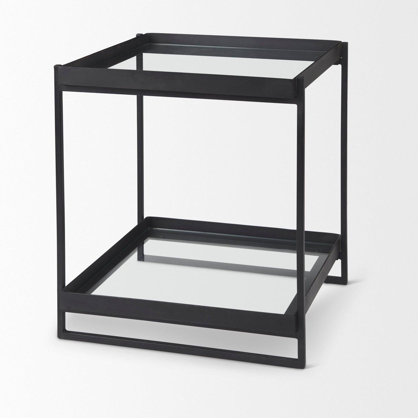 Trey Black Metal W/Glass Accent Table