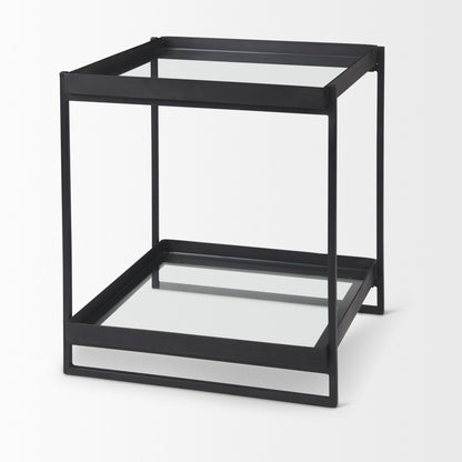 Trey Black Metal W/Glass Accent Table