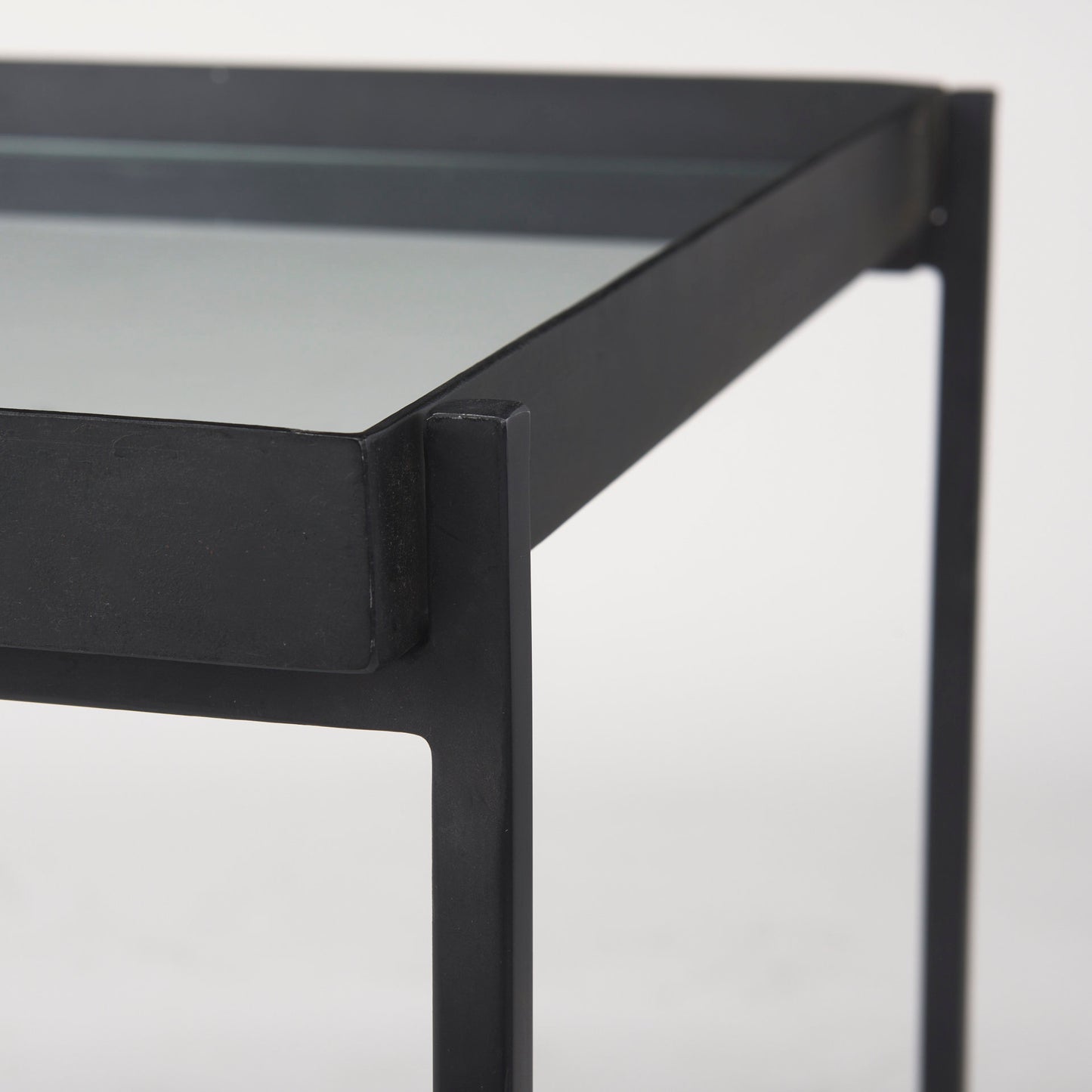 Trey Black Metal W/Glass Accent Table
