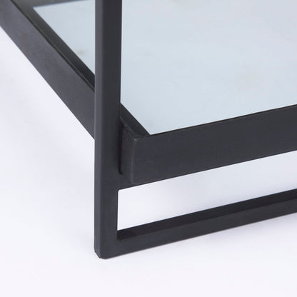 Trey Black Metal W/Glass Accent Table