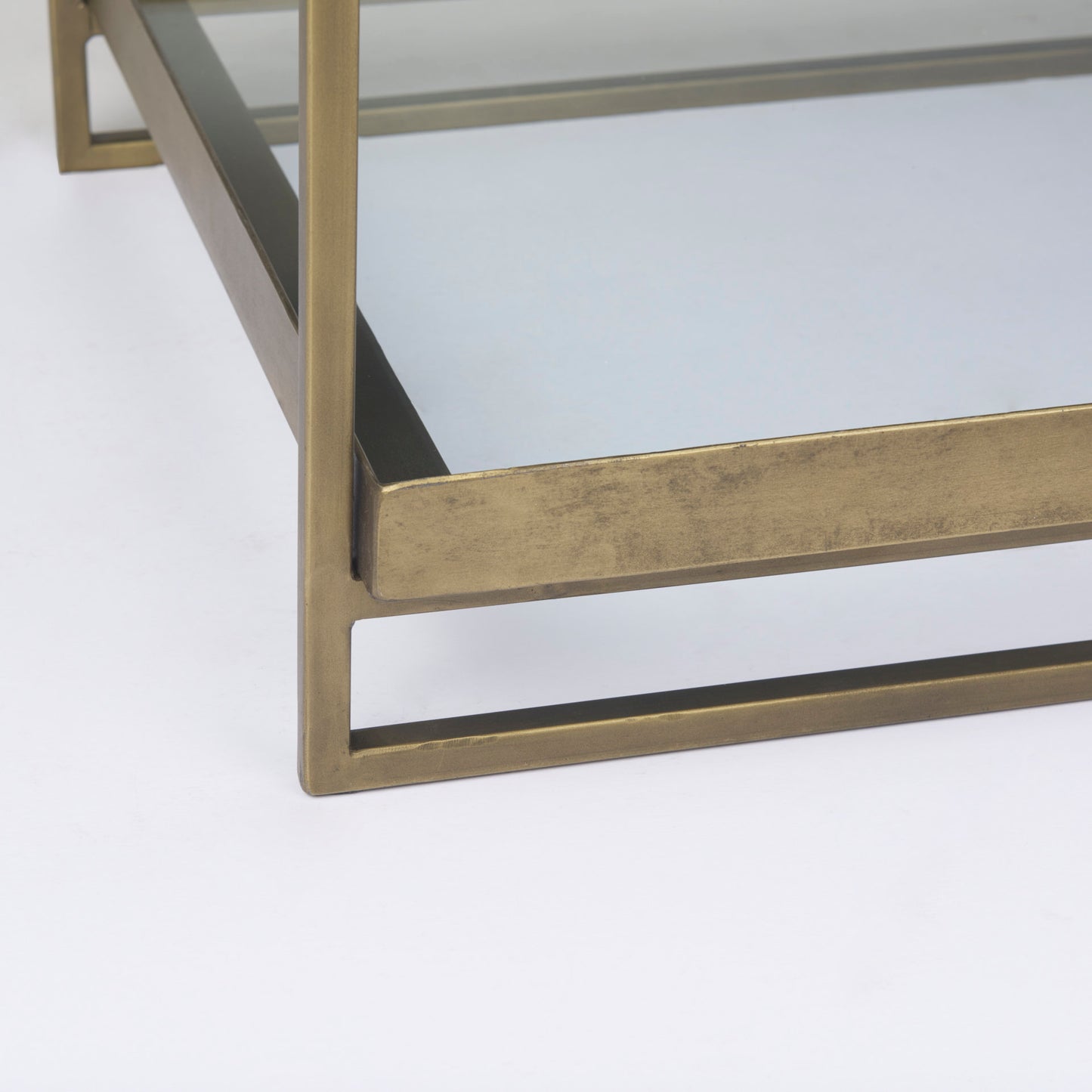 Trey Gold Metal W/Glass Accent Table