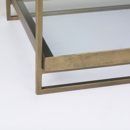 Trey Gold Metal W/Glass Accent Table