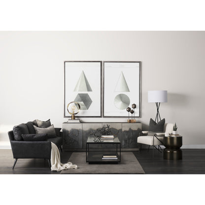 Zadie 20L x 20W Light Gray and Dark Gray Fabric Color Blocked Decorative Pillow Cover