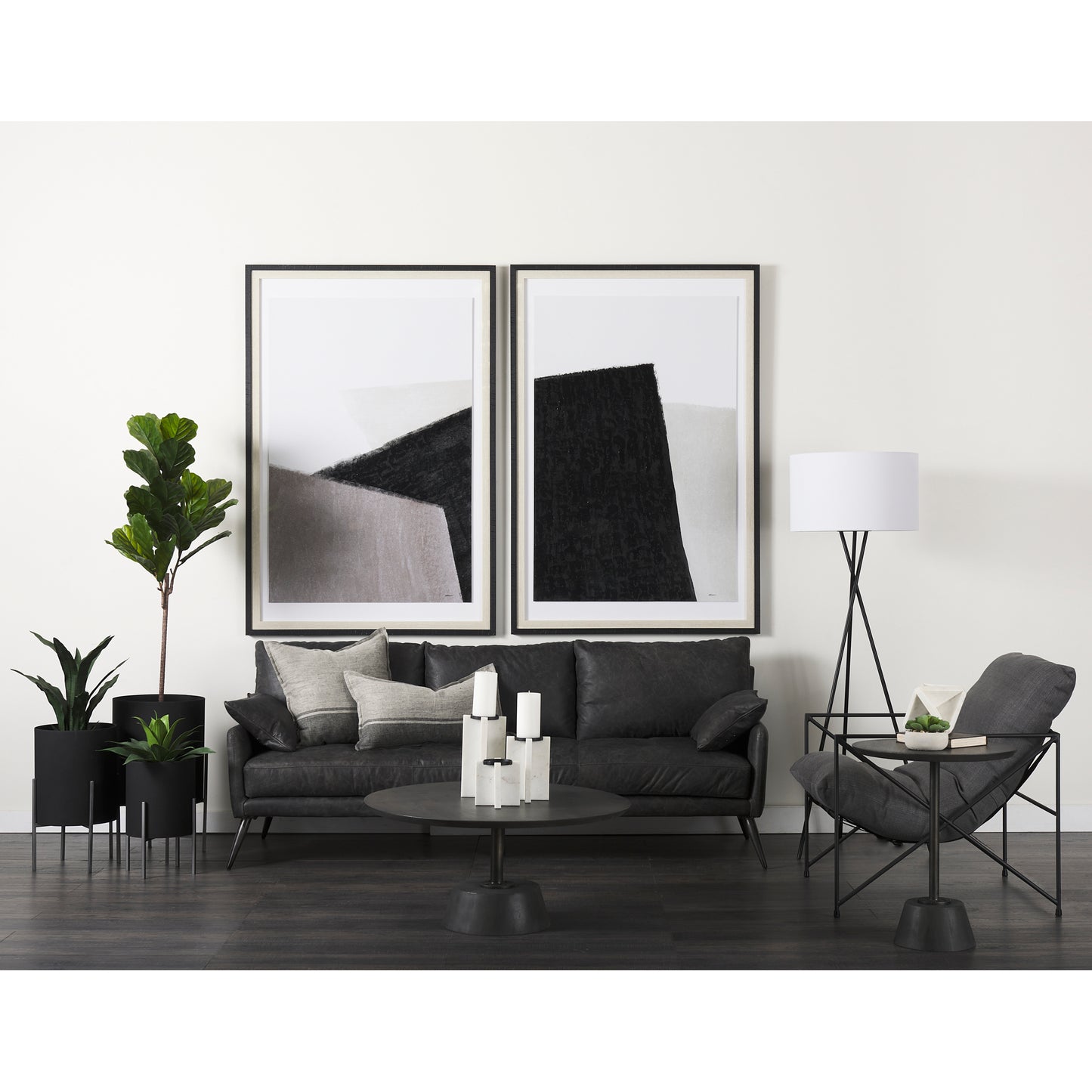 Maxwell 34L x 34W x 16H Dark Brown Wood W/ Black Metal Pedestal Base Round Coffee Table