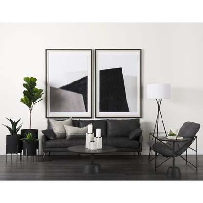 Maxwell 34L x 34W x 16H Dark Brown Wood W/ Black Metal Pedestal Base Round Coffee Table