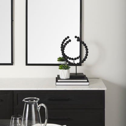 Tulane I (Small) 9L x 5W Black Beaded Broken Sphere Decorative Object