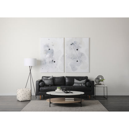 Amaira 16.0L x 16.0W x 16.0H Cream/Black/White patterned Wool and Cotton Pouf