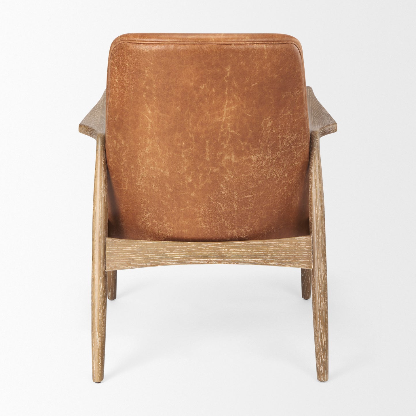 Westan Cognac Faux Leather W/Medium Brown Wood Accent Chair