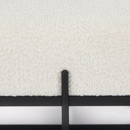 Amelia 55.0L x 18.0W x 18.0H Cream Boucle W/Black Metal Upholstered Bench