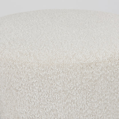 Amelia Cream Boucle W/Black Metal Upholstered Pouf