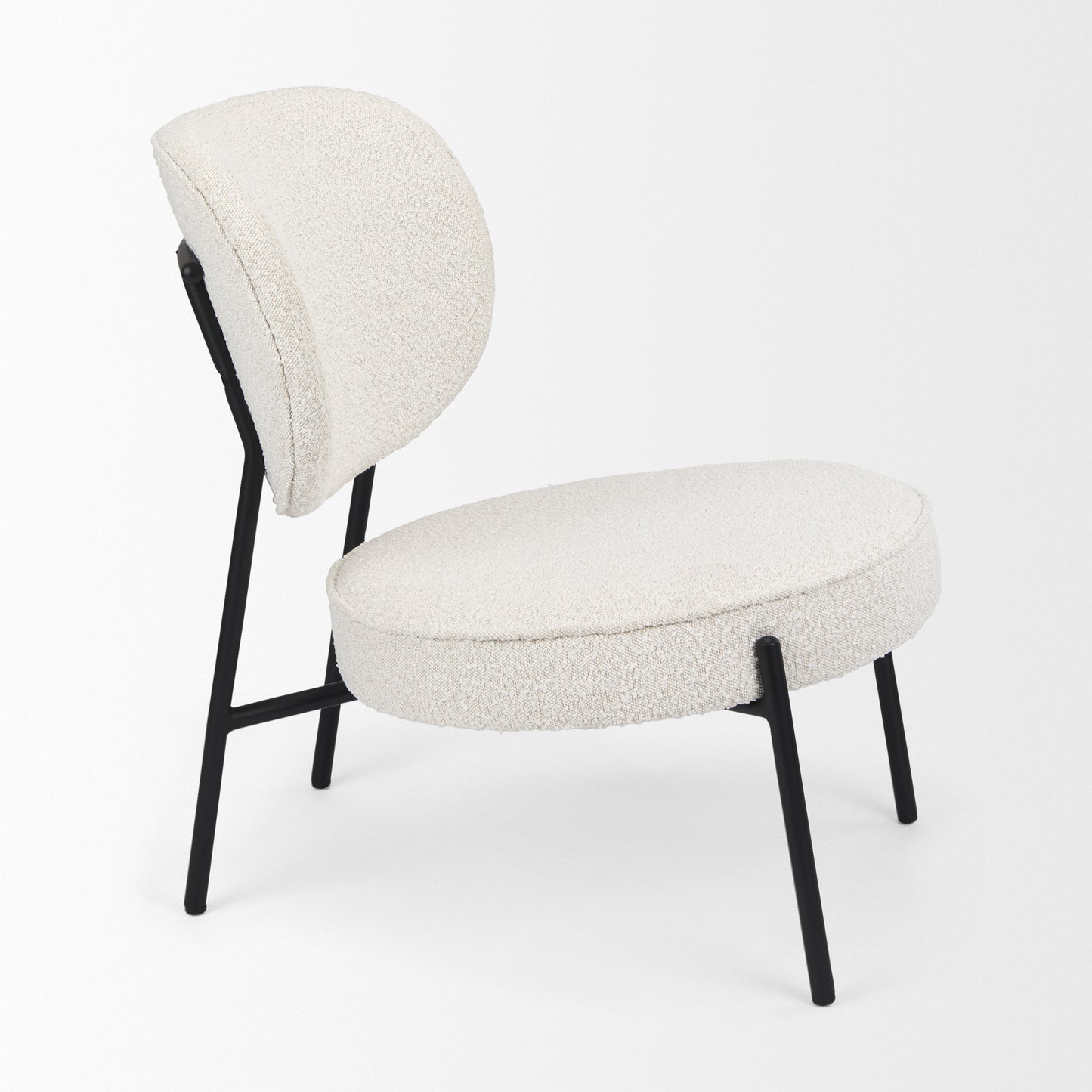 Amelia Cream Boucle W/Black Metal Upholstered Accent Chair 21.3L x 21.3W x 30.3H