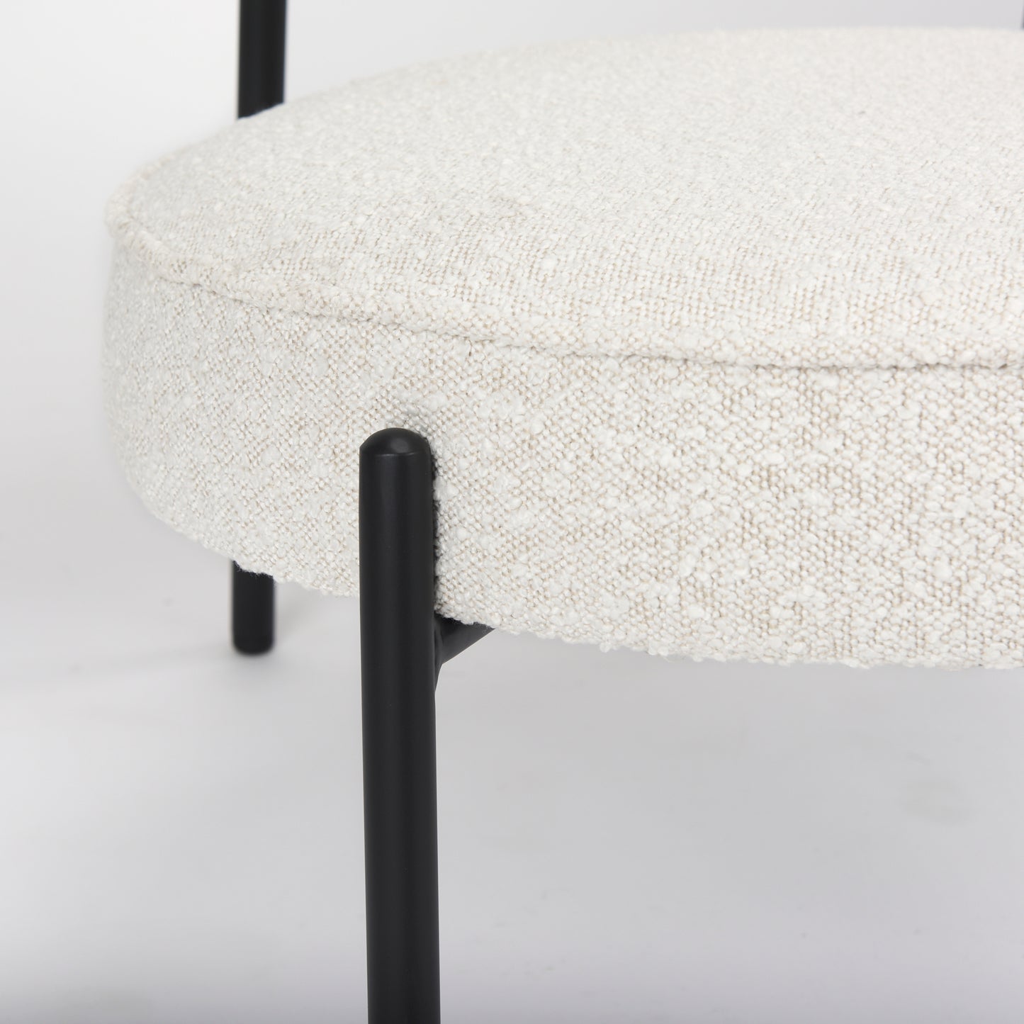 Amelia Cream Boucle W/Black Metal Upholstered Accent Chair 21.3L x 21.3W x 30.3H