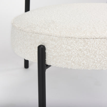 Amelia Cream Boucle W/Black Metal Upholstered Accent Chair 21.3L x 21.3W x 30.3H