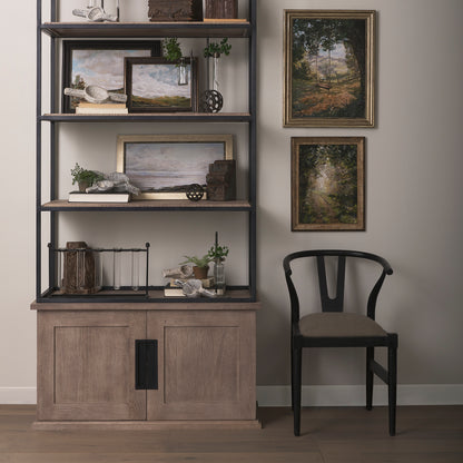 Trixie I Black Wooden Base w/ Dark Taupe Fabric Seat Dining Chair