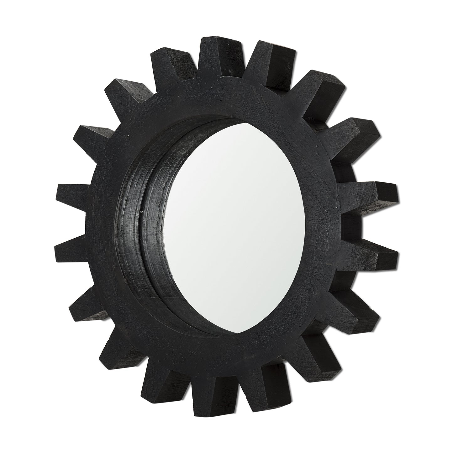 Sundance Cog 17" Round Black Wood Frame Mirror