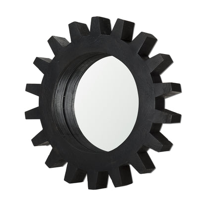 Sundance Cog 17" Round Black Wood Frame Mirror