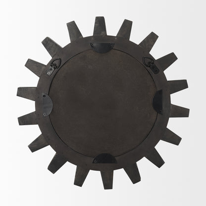 Sundance Cog 17" Round Black Wood Frame Mirror