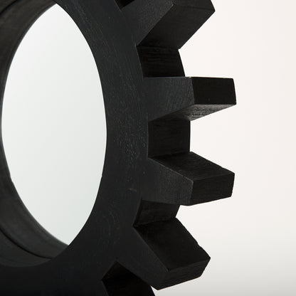 Sundance Cog 17" Round Black Wood Frame Mirror