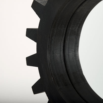 Sundance Cog 17" Round Black Wood Frame Mirror