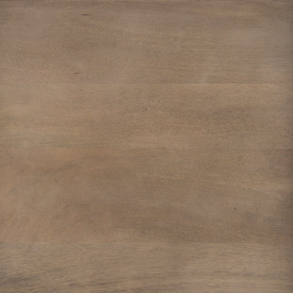 Trey 48x46 Rectangular Brown Solid Wood Top Table Black Metal Frame Two-Tier Coffee Table